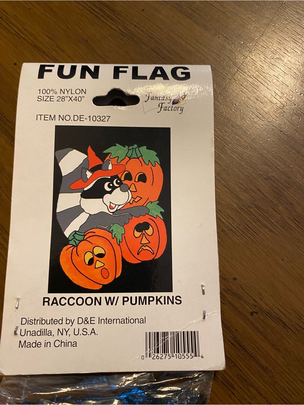 90s NOS Halloween Raccoon Jack o Lanterns Fun Flag Fantasy Factory Nylon Jimothy